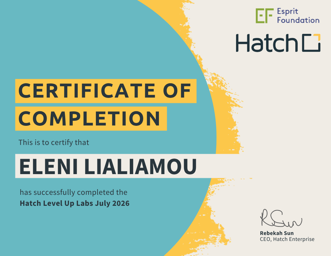 Beyond Experience: Eleni Lialiamou Completes Hatch Enterprise's Sales & Marketing Level Up Labs